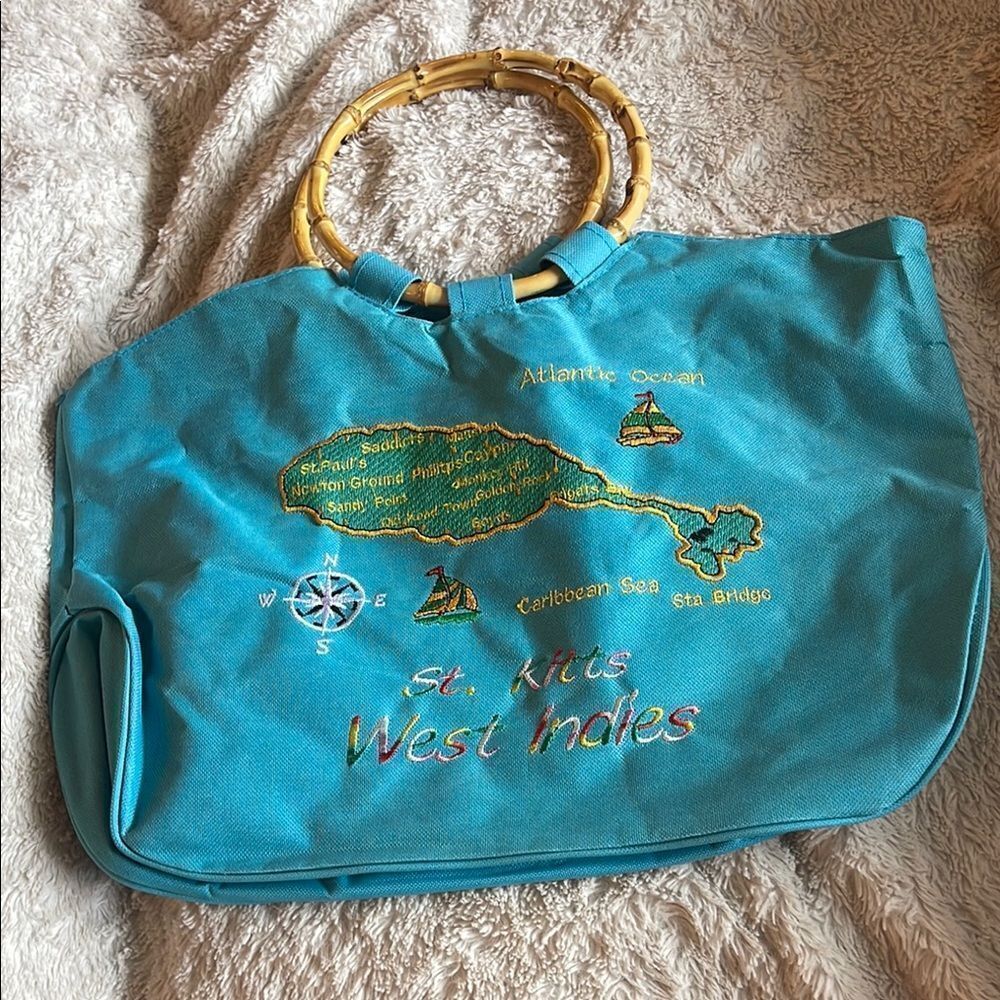 Saint Kitts West Indies bag with wooden handle